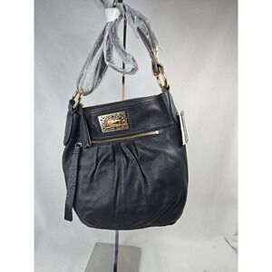 B. Makowsky Jamie Convertible Shoulder Bag Leather Black Hobo Purse NWT BM22405